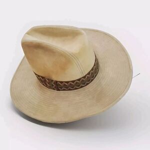 Vintage Cowboy Hat Men's 7 - 7 1/8 Suede Type Beige Western Made In Korea M